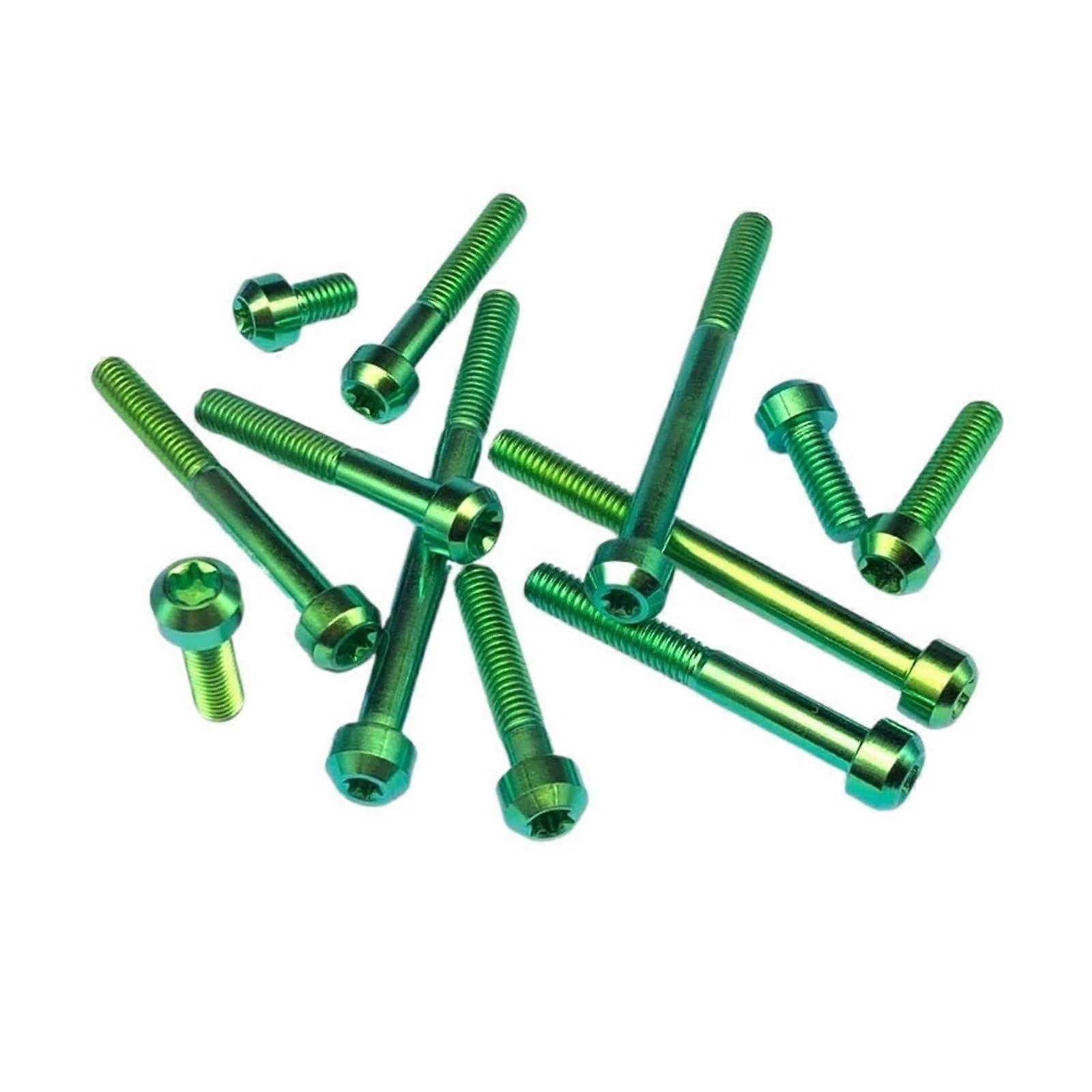 Bicycle Headset Bolt Titanium Alloy Torx Head Screw Green M5 And M6x10-70mm For Stem Headset Brake Caliper Frame Rack