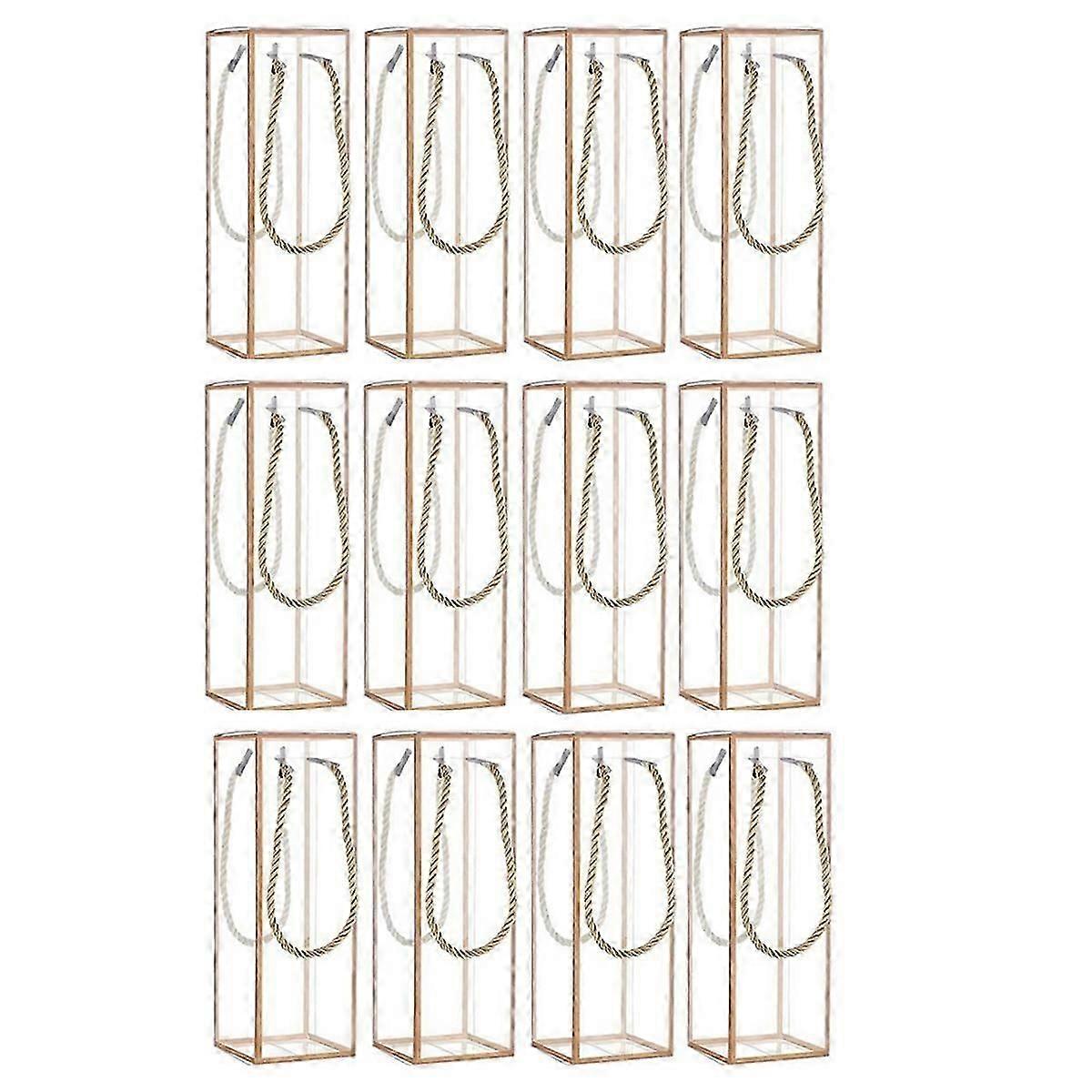 12PCS Clear Plastic Gift Box with Golden Borders, Rectangle Candy Favor Container