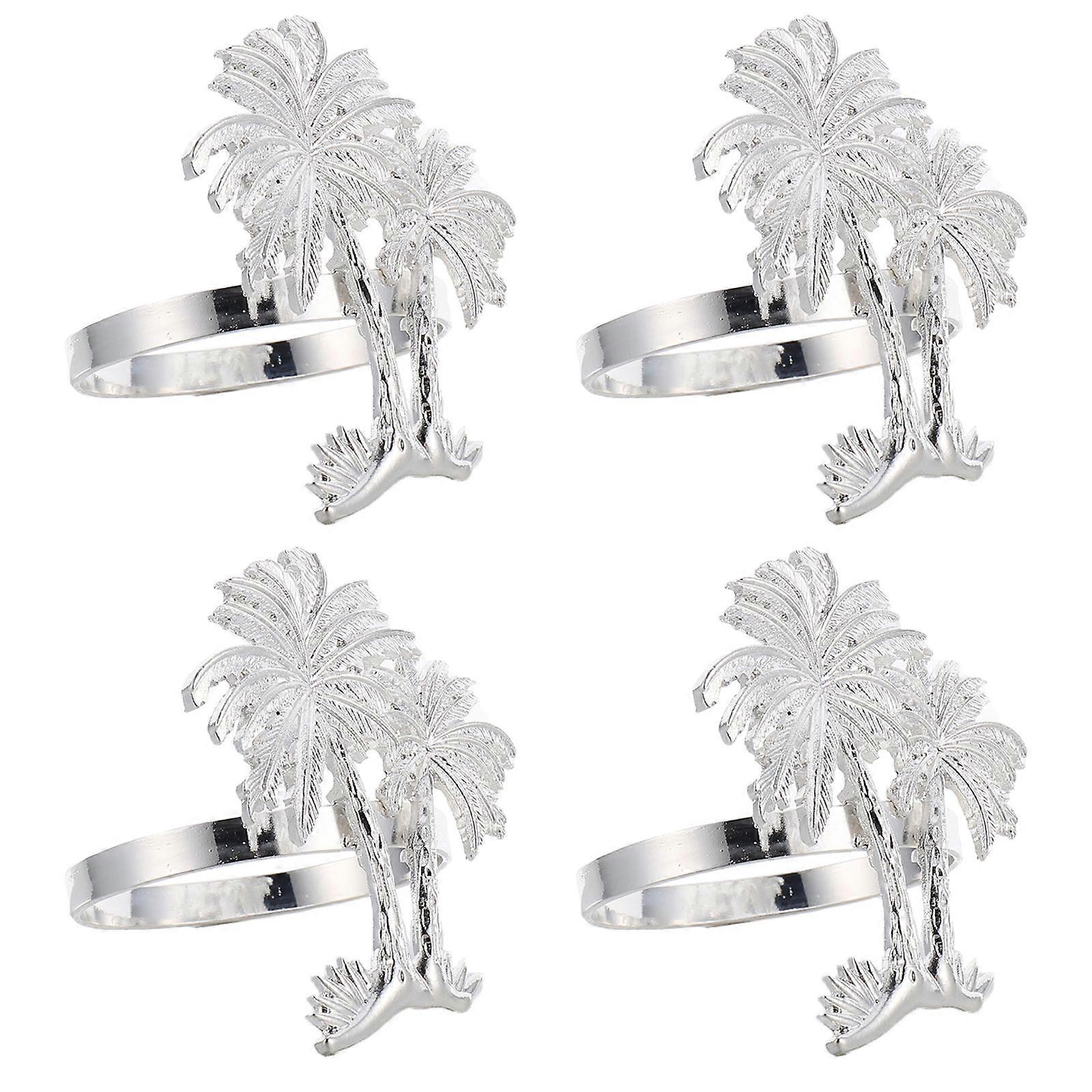 4pcs Electroplated Coconut Palm Tree Napkin Rings Eco-friendly Napkin Clasps