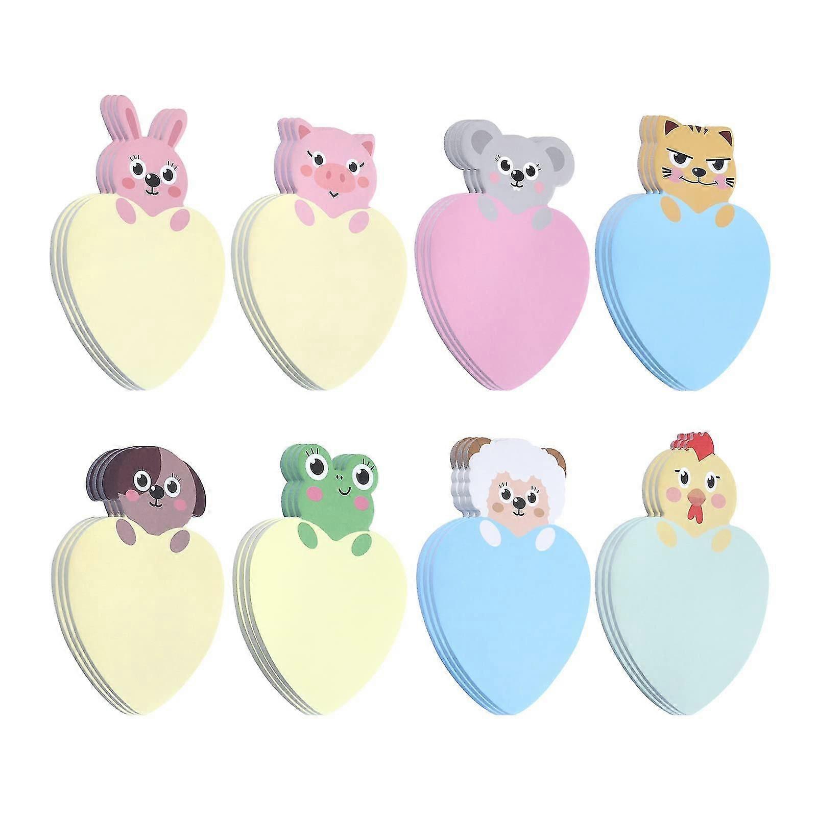 Cute Animal Sticky Notes, 8 Pack Cartoon Sticky Notes Animals Shape Markers Flags Self-stick Memo Pads  200 Sheets