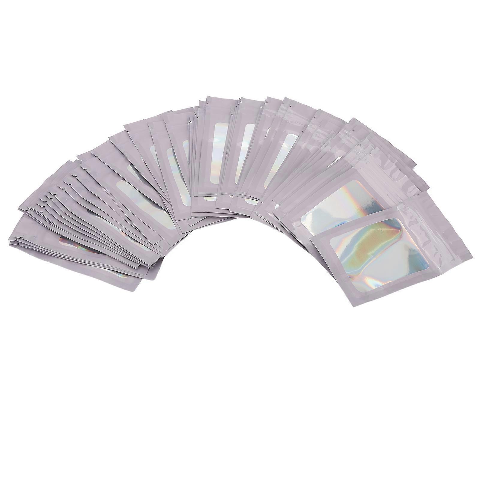 100pcs Resealable Odor Pouch Holographic Smell Proof Packaging Bag with Clear Window for Lip Gloss