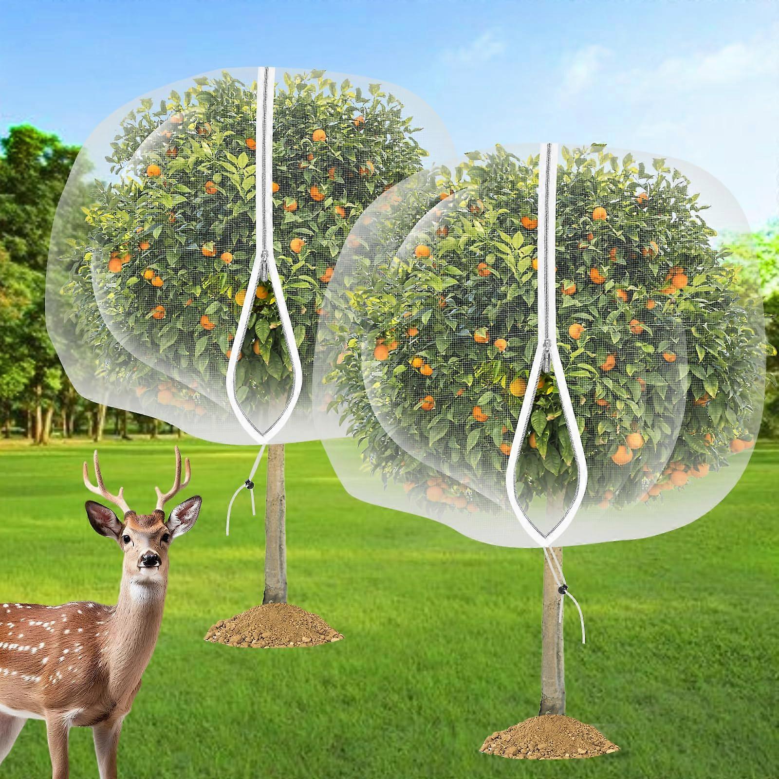 2PCS Large Fruit Tree Netting with Drawstring and Zipper, 8 x 8FT Blueberry Bush Netting Cover