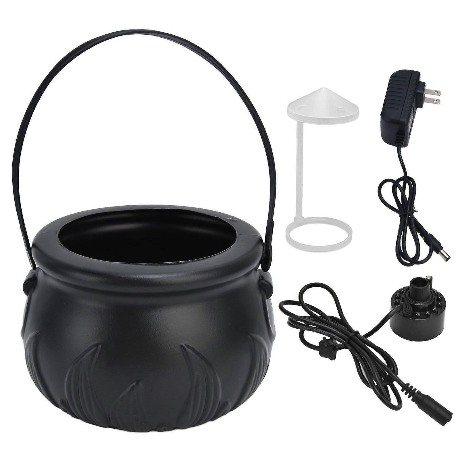 Halloween Witch Pot Smoke Machine Mist Maker Fogger with Color Changing LED Light Party Prop AC100240VBlack Flame US Plug