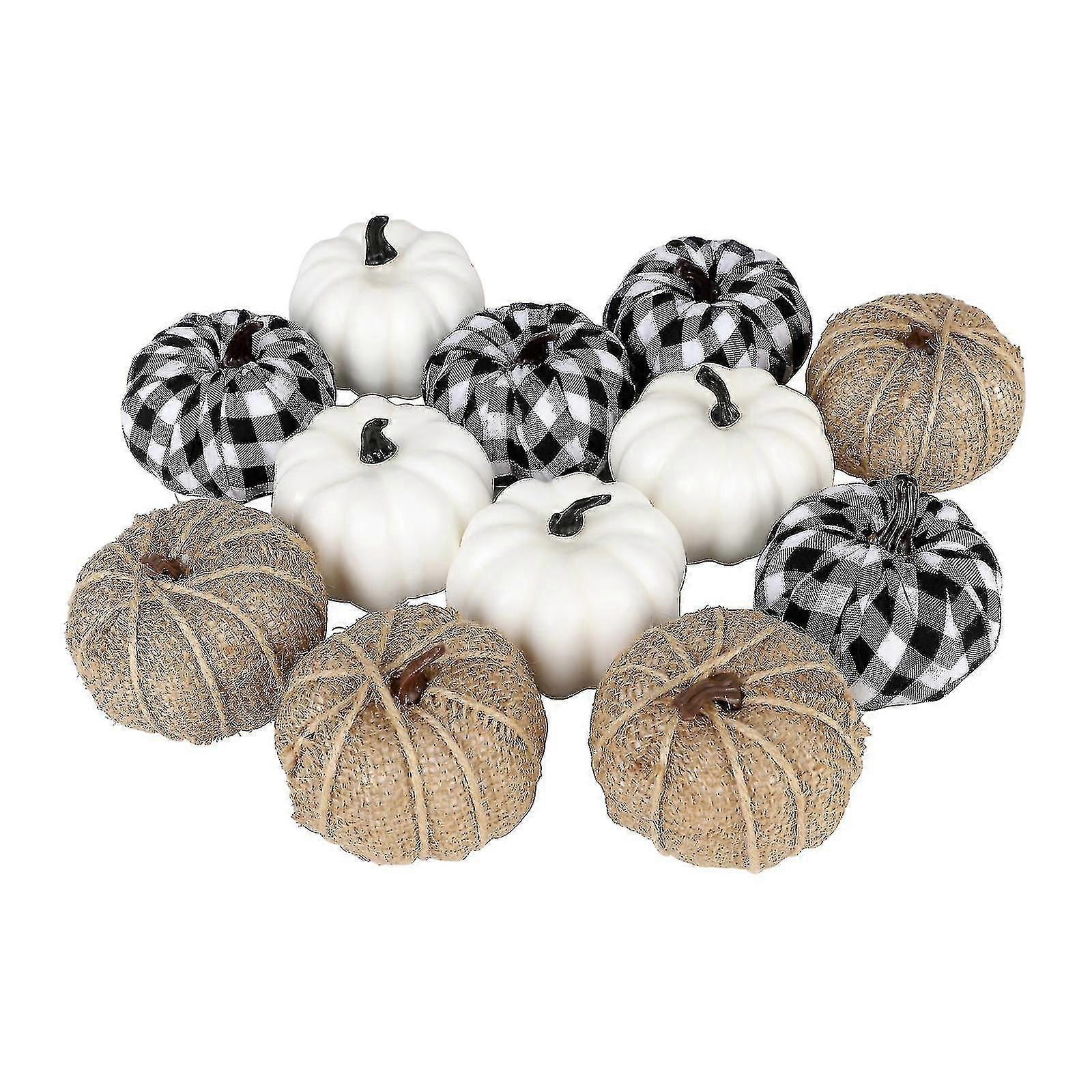 Klut gresskar dekor til Halloween - 12 falske gresskar dekor, høst høst høst og våningshus dekorative gresskar