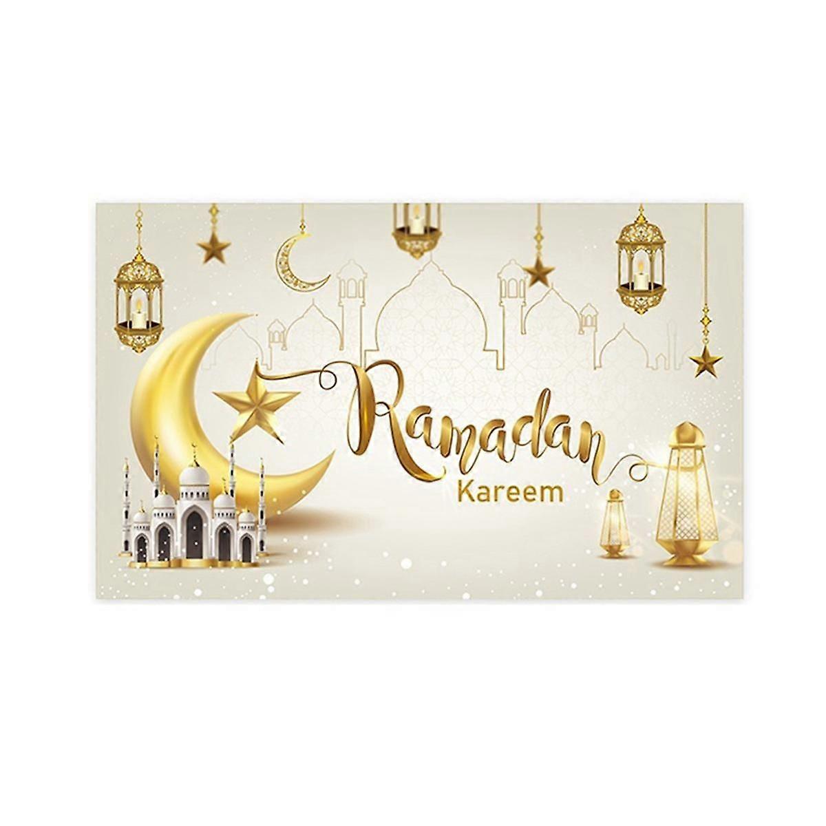 180x110cm Ramadan Festival Decor Hanging Flag Moon Row of Lights Holiday Party Photography Background Cloth,D