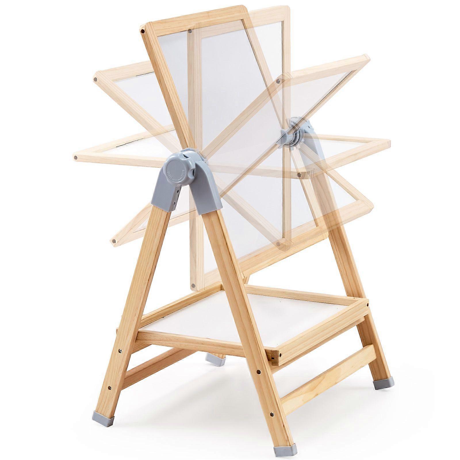 Art Easel for Kids, 2-in-1 Wooden Double-Sided Kid's Art Easel with Whiteboard & Chalkboard, Adjustable Standing Rotatable Foldable