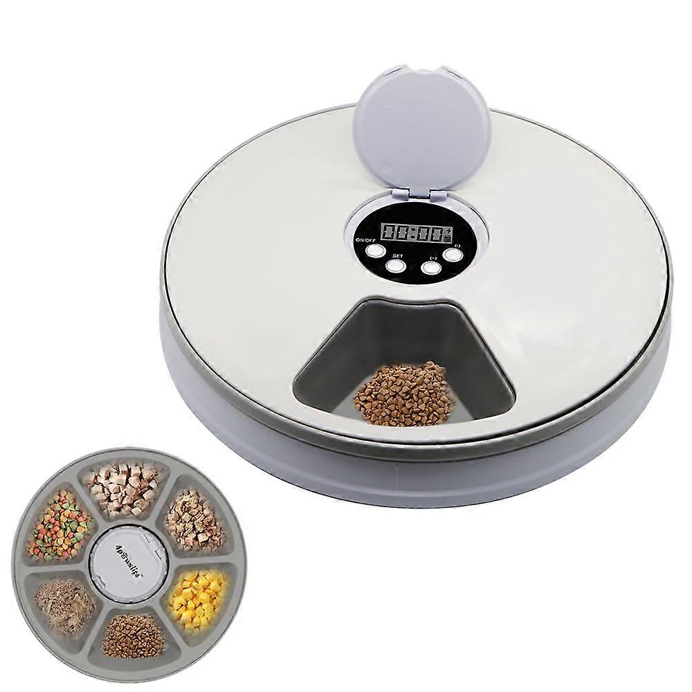 Automatic Cat Feeder for Wet/Dry Food, 6Meal Programmable Pet Feeder, Easy to Clean Feed for Cats and Small Dogs