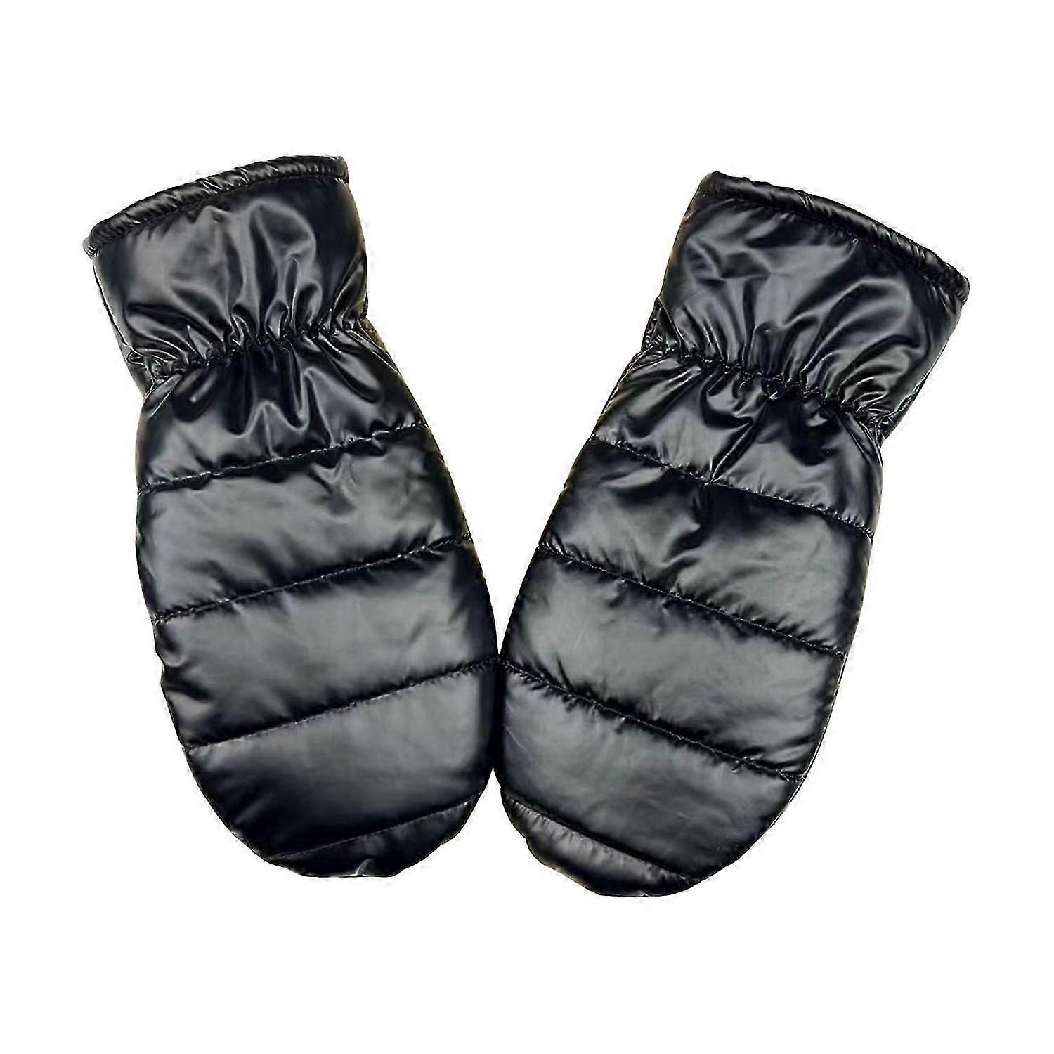 1 Pair Winter Cycling Mittens Windproof Thickened Warm Waterproof Unisex Soft Cold-proof Solid Color