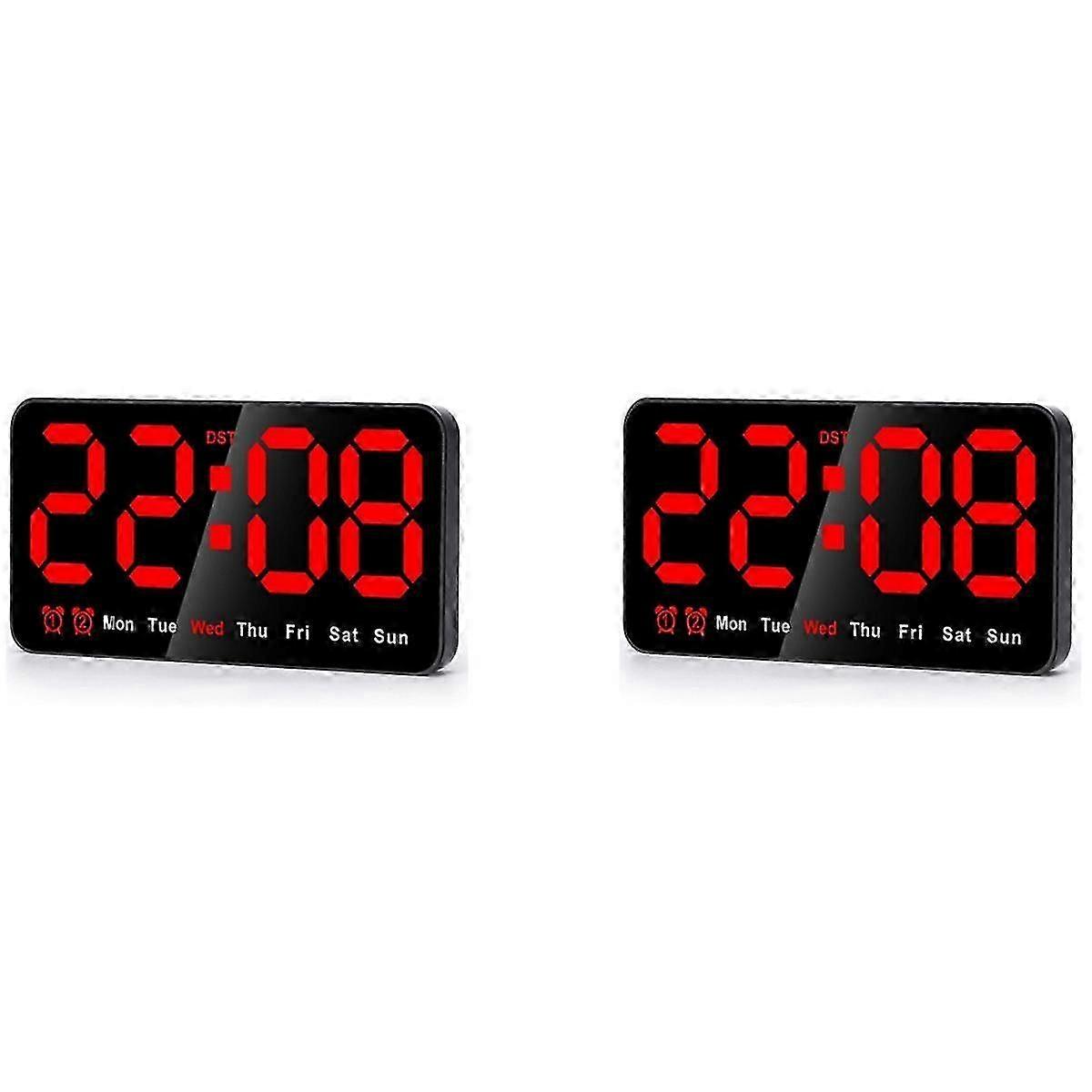 2 Pack 9 Inch LED Digital Wall Clock with Large Display, 12/24H, Big Digits & Silent Operation