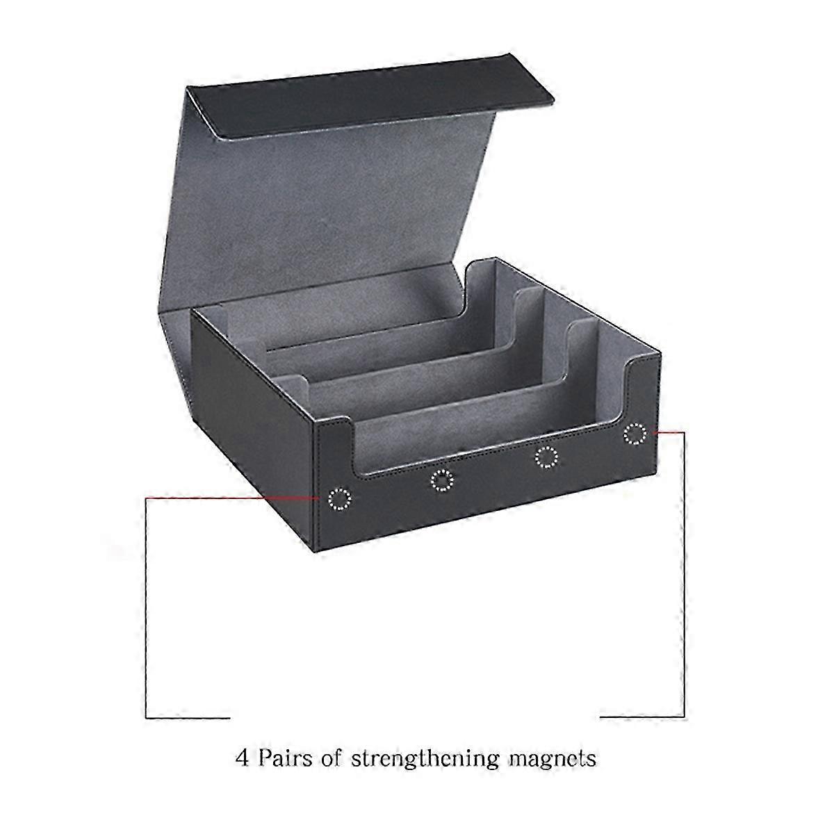 Card Deck Case for Trading Cards 1800+, Card Storage Box, Magnetic Closure Storage Box Game Cards Box Black+Gray