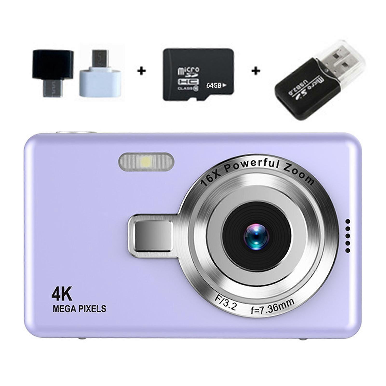 Beginner Friendly 4k Digital Camera 16X Zoom Small Photography Camera for Travel Holiday