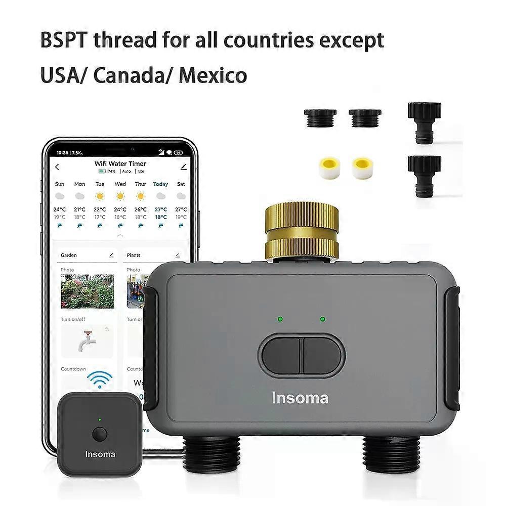Water Timer with Gateway Dual Hose Automatic Garden Irrigation Watering System Remote Sprinkler Programmer support Alexa