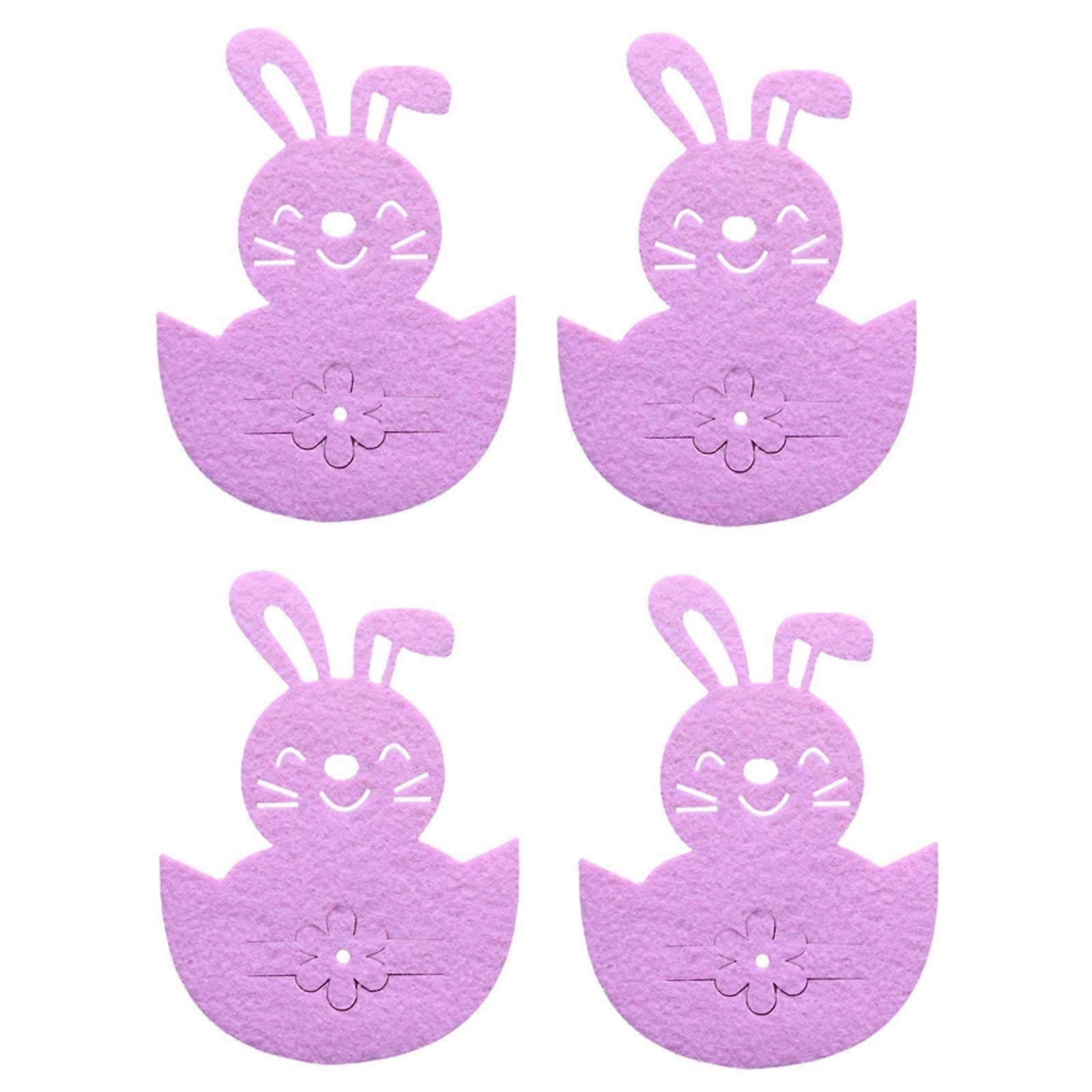 Tableware Organizer Pocket Easter Bunny Rabbits Cutlery Bag Flatware Bag Knife Spoon Silverware Holder Easter Supply  Pink