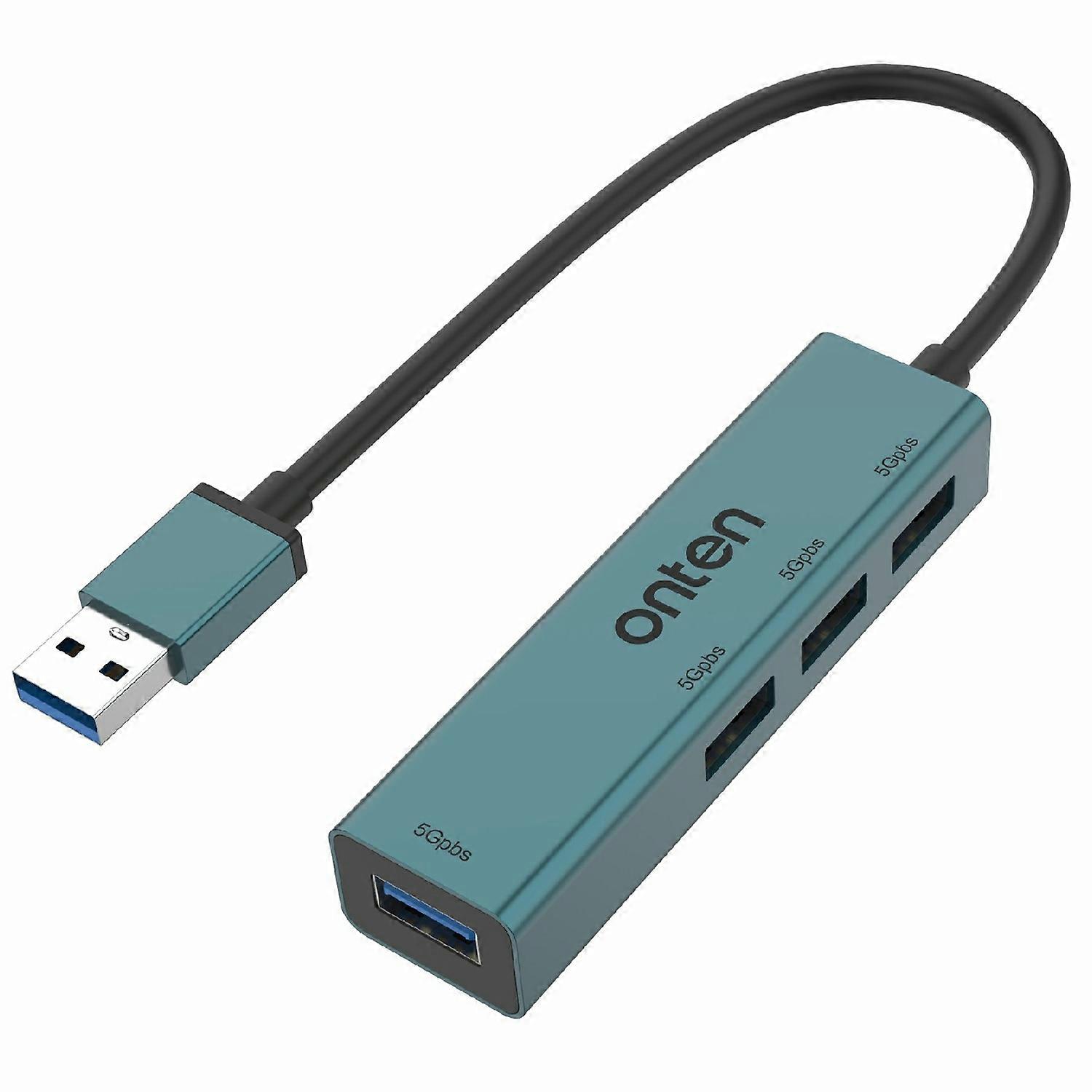ONTEN 5222 4 in 1 USB Hub Aluminum Alloy 5Gbps Data Transfer 4xUSB 3.0 Splitter Adapter
