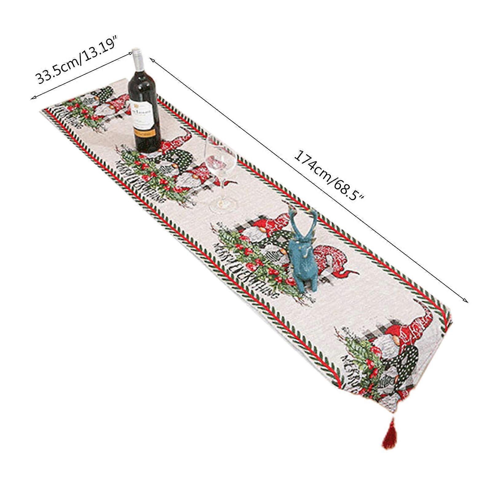 Merry Christmas Table Runner Colorful Patterns Table Cloth Decorative Tablecloth for Xmas Festival Holiday Party Decor