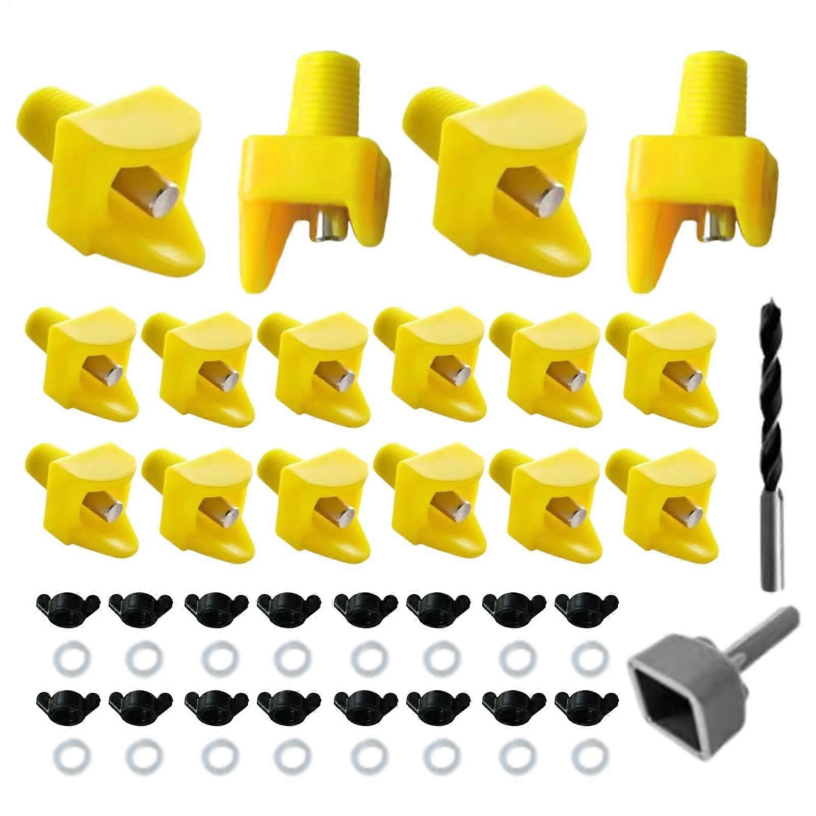 Chicken Waterer Nipple Drill Kit, 16 Pieces Horizontal Side Bracket for Automatic Poultry Watering System