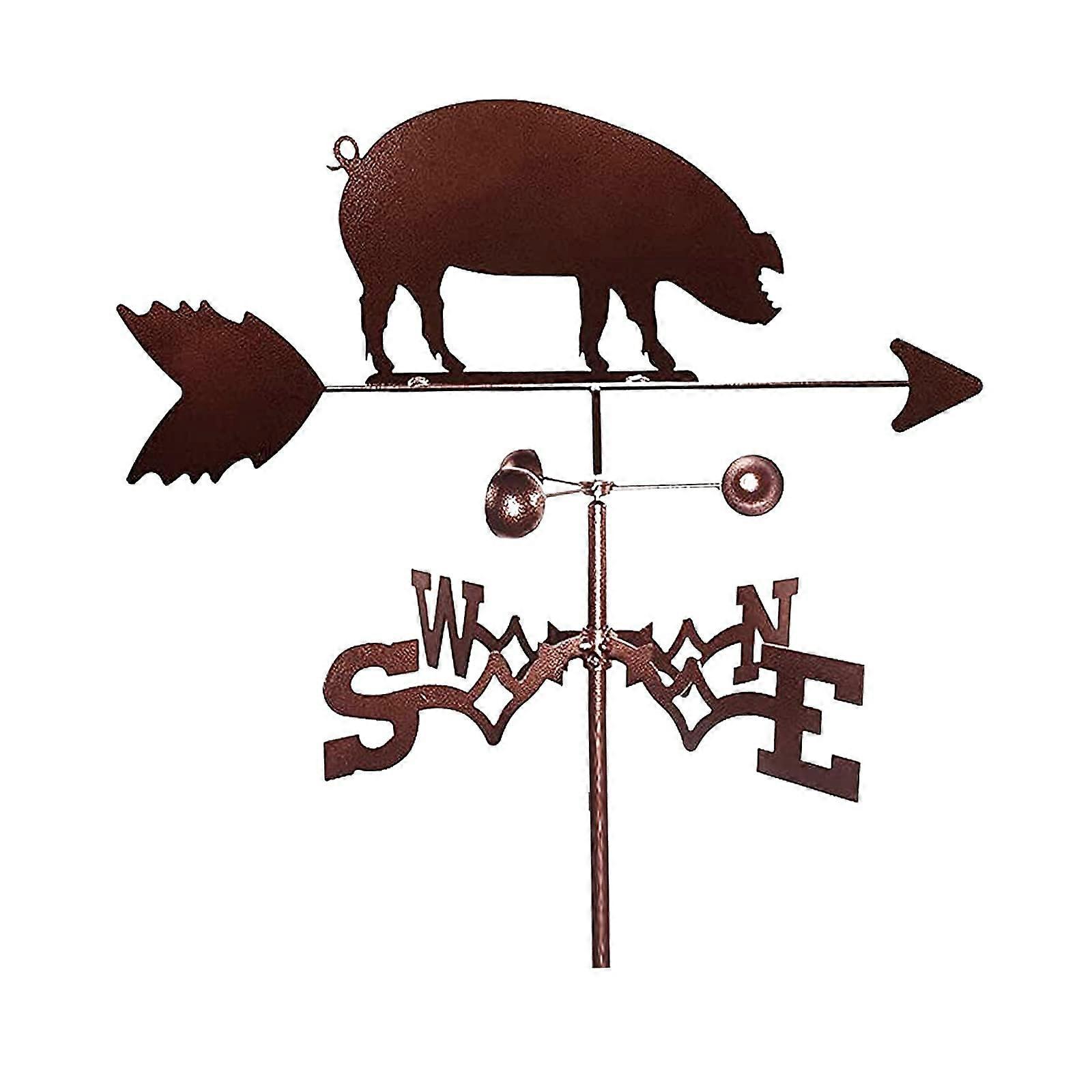 Pig Weather Vane Stainless Steel Wind Direction Indicator With Anti-Rust Coating For Garden Patio Yard Ornament