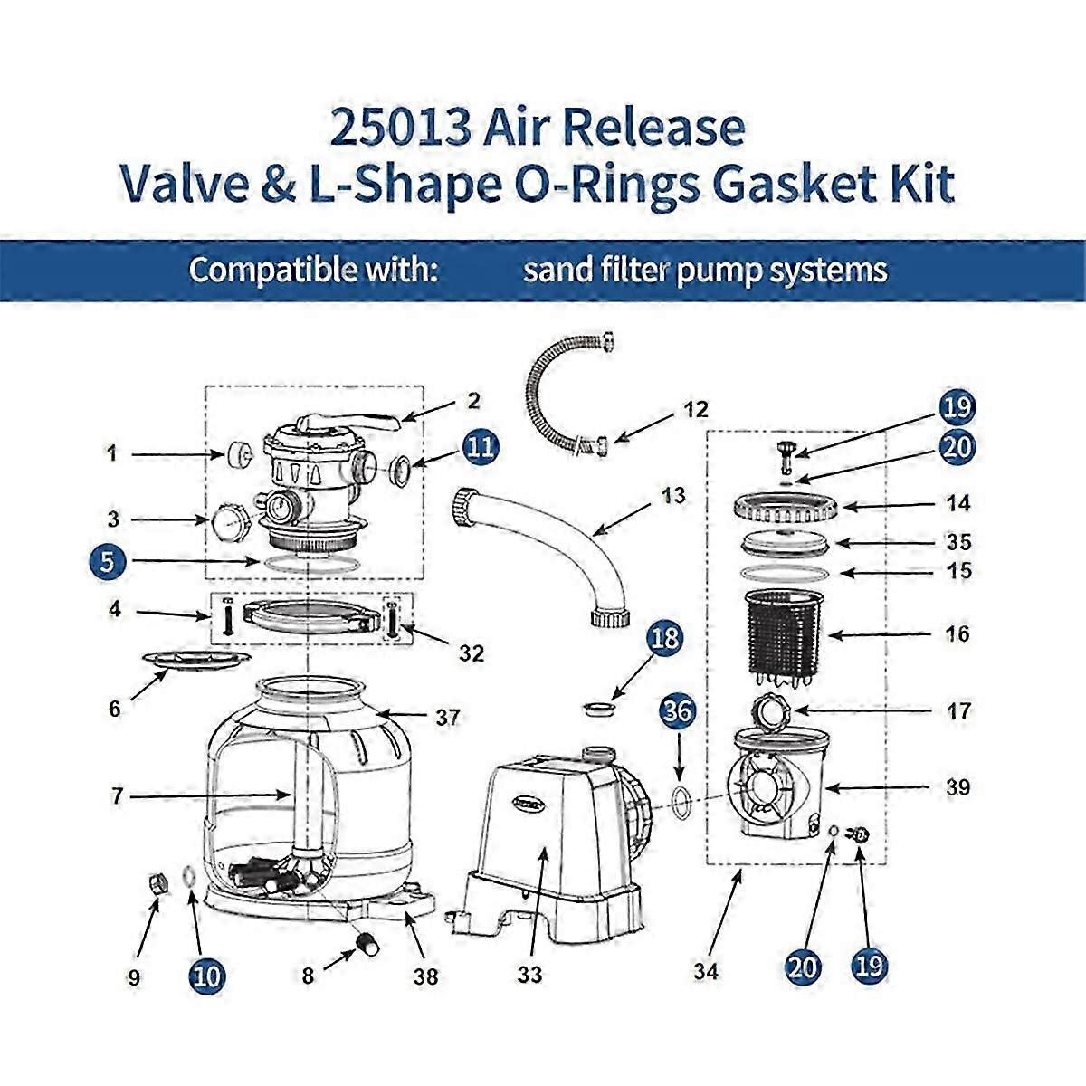 Replacement Setcompatible Sand Filter Pumps, Air Release Valve & O-Rings