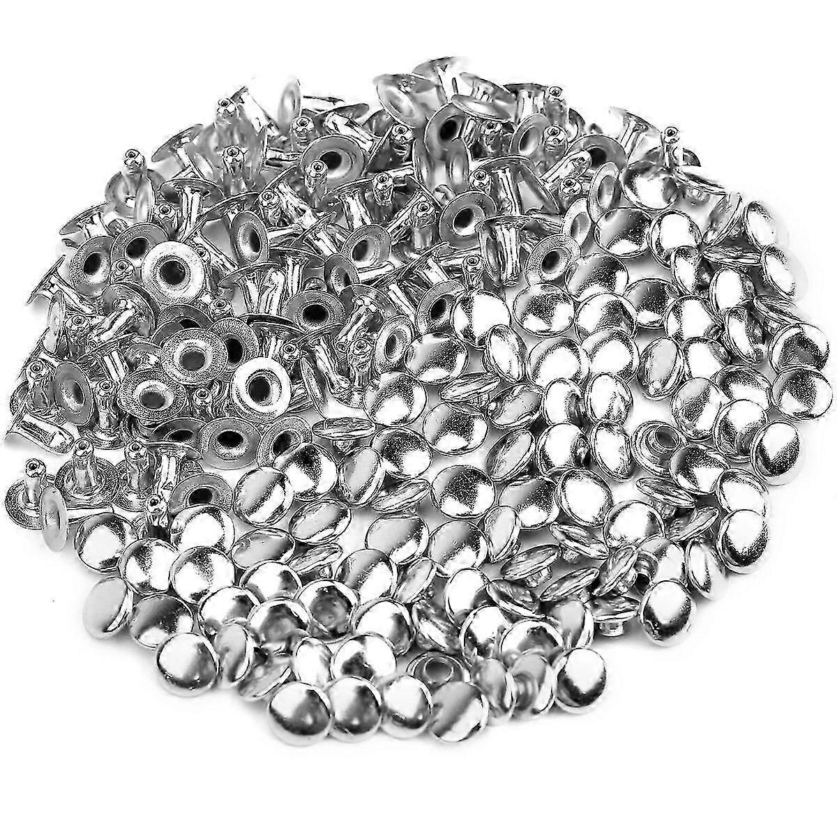 100 Pcs Leather Rivets Studs Bags 6mm Cap Rivets Leather Rivet Kit Double Cap Rivets