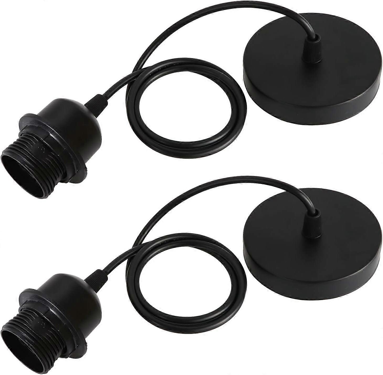 2 Pack Ceiling Pendant Light Fitting, E27 Lamp Holder, with Lock Ring for Shade, with 100CM Adjustable Cable, Flex Cable Ceiling Rose,Industrial Style