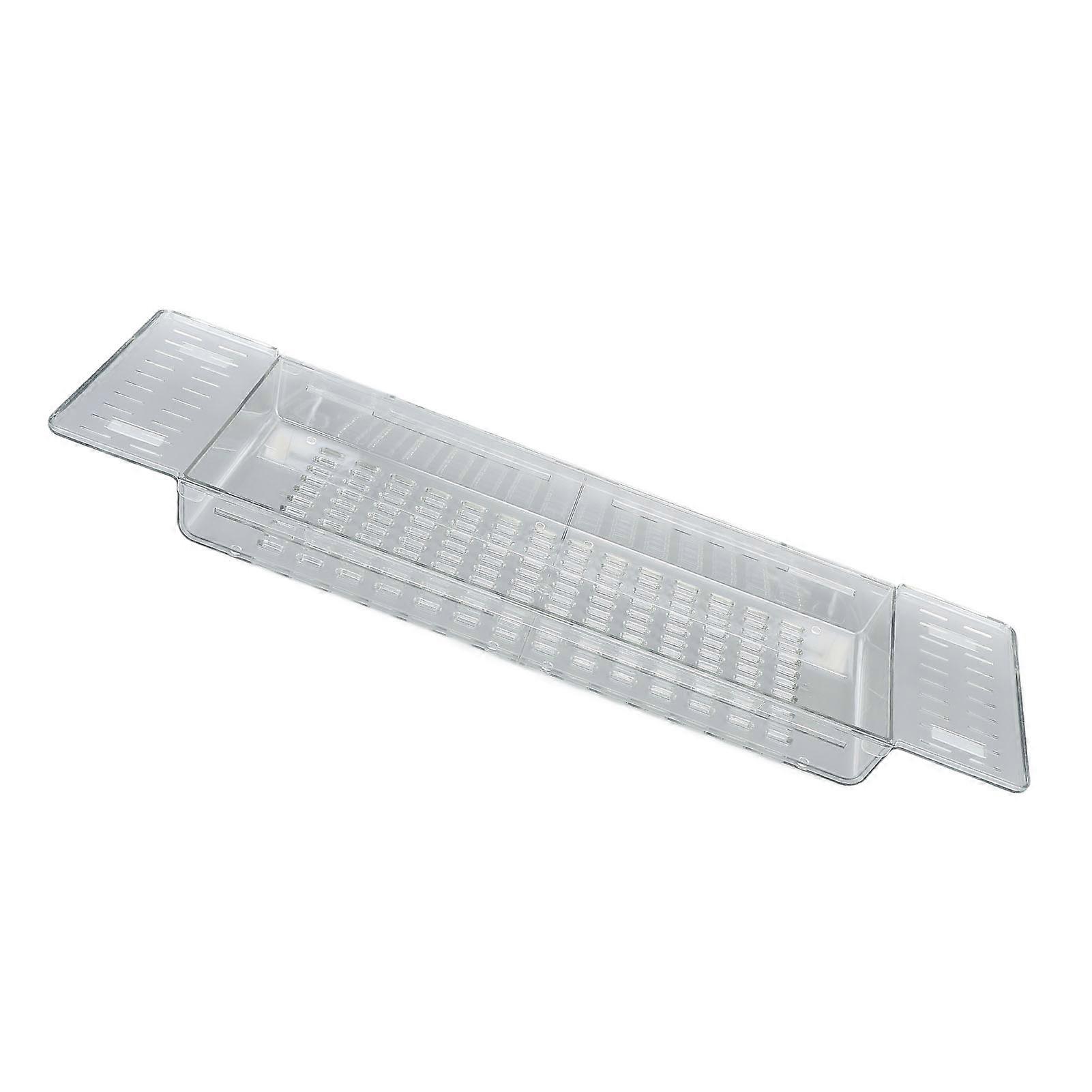 Bathtub Tray Table Extendable Draining Large Capacity Waterproof Bath Shelf for Bathroom Transparent 