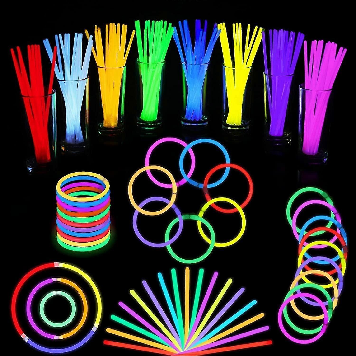 100Pcs Glow Sticks  Glow Sticks Party Glowsticks for kids with Connectors Glow Bracelets Necklaces