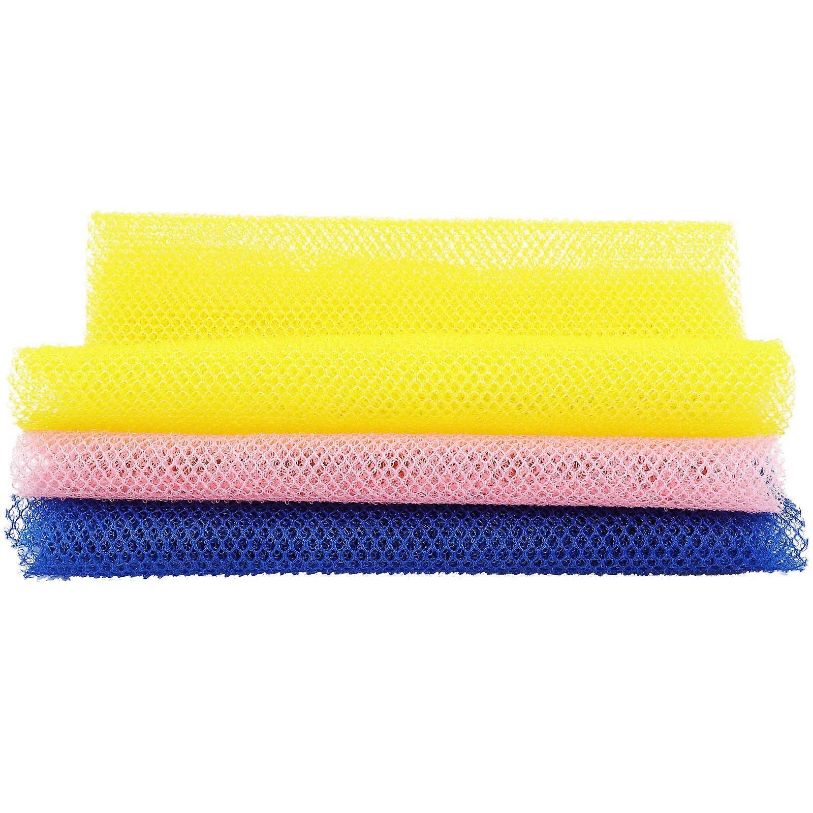 Exfoliating Towels Bath Back Scrubber Adults Shower Daily Cleaning Long Strip Pink 3Pack