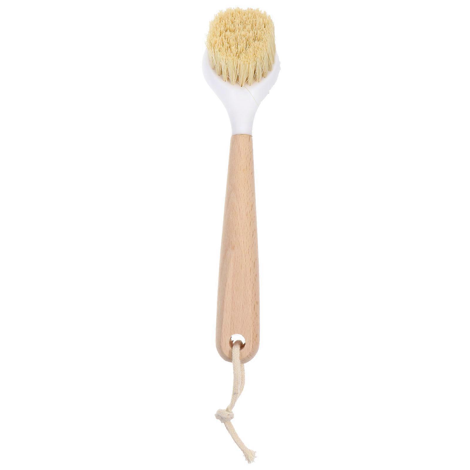 Wood Handle Cleaning Brush for Kitchen Use Reusable and Easy to Wash PP Material Khaki 1pc
