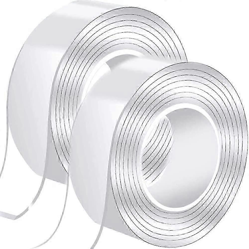 2 Rolls 20ft Double Sided Tape Heavy Duty - Multipurpose Removable Wall Mounting Alien Tape, Reusable Strong Adhesive Nano Tape Command Strips For Cra