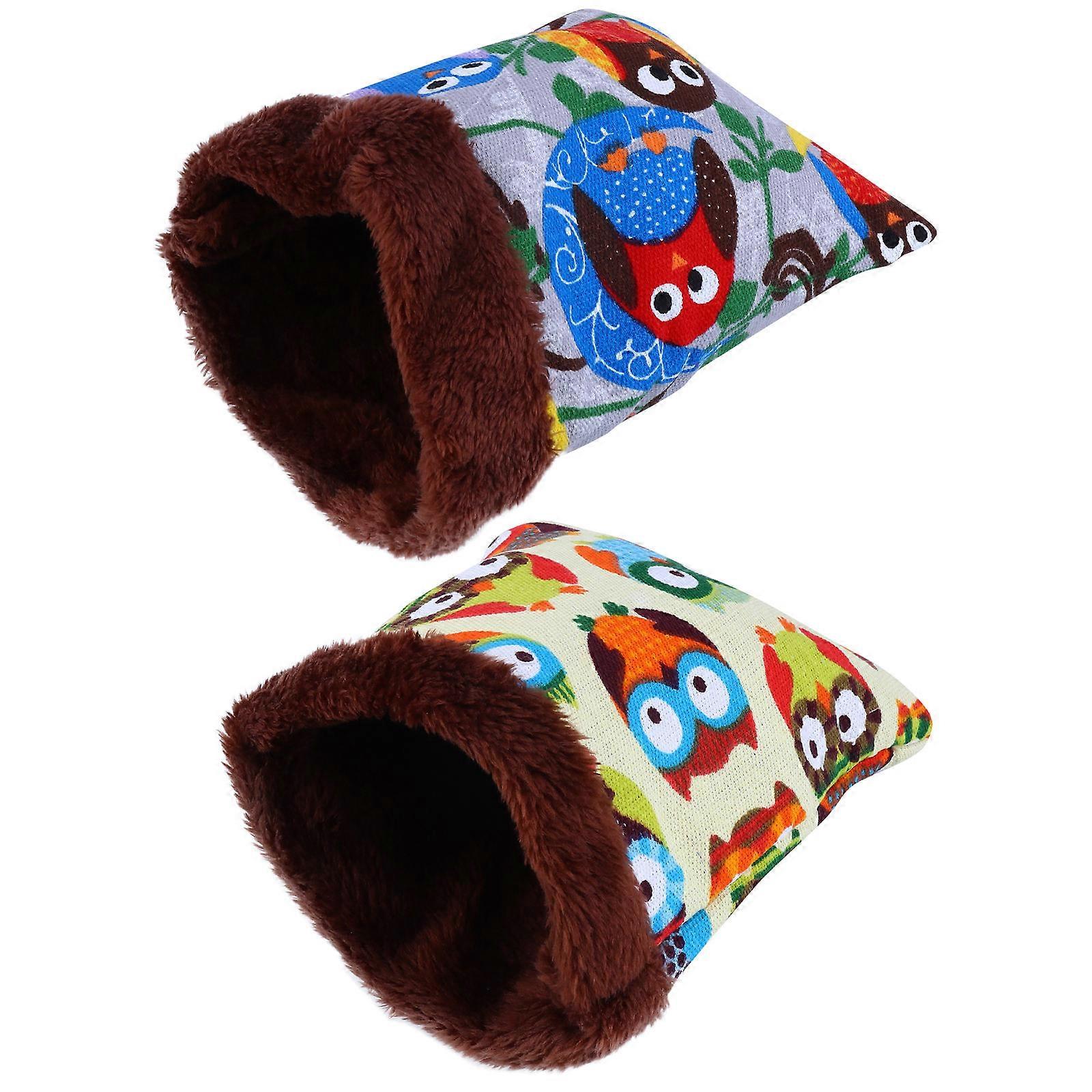 Small Hamsters Bed Warm Pet Nest Plush Canvas Material Wrap Style Home Use 6.68X7.07X0.79in 2Pcs