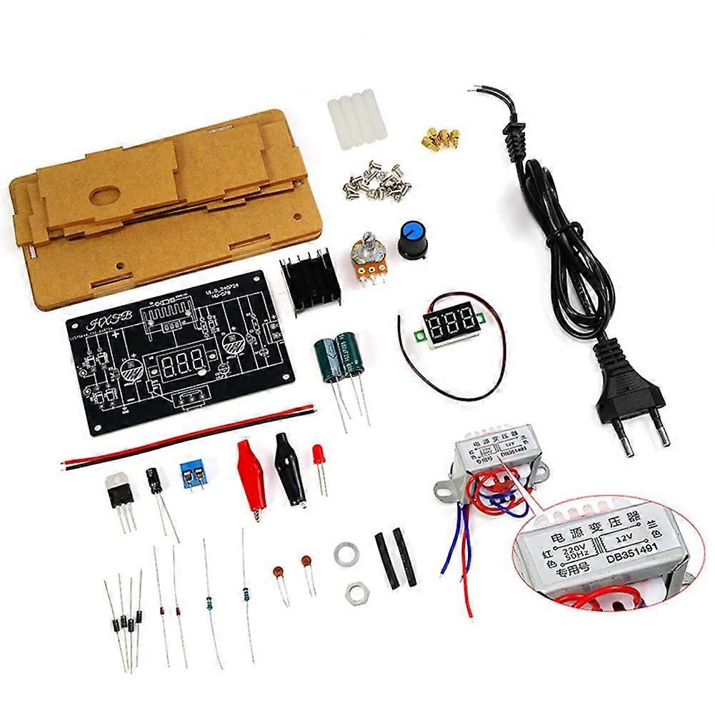 LM317 Adjustable Regulated Power Supply DIY Kit LM317 AC 220V to DC 1.2512V Stabilised Power Supply EU Plug (with Case)