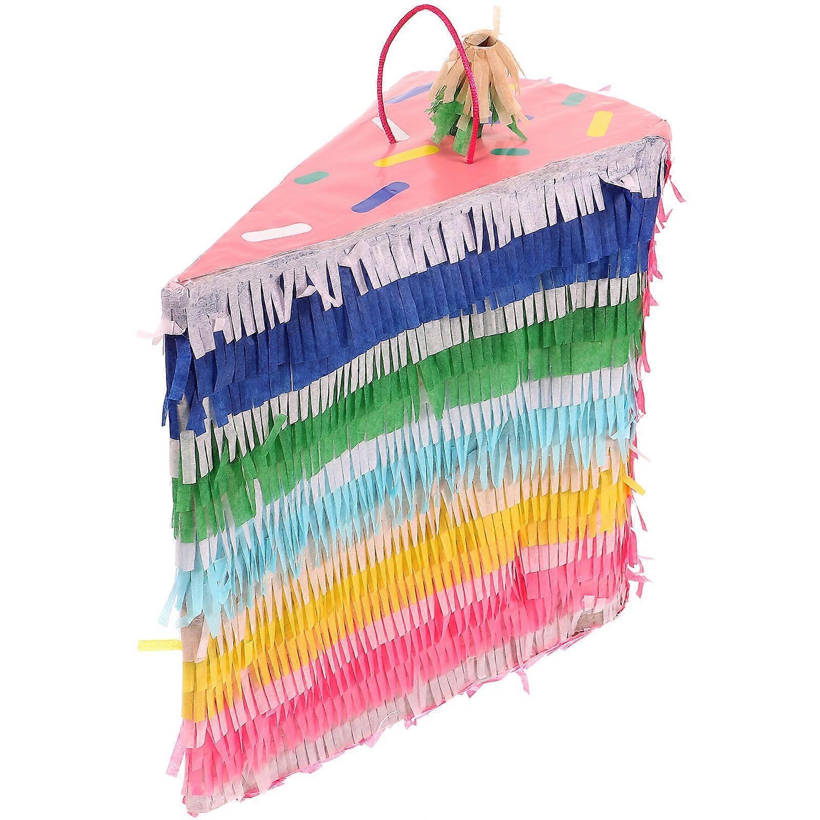 Birthday Cake Decoration Supplies Cake Shaped Pinata Party Prop Bright Colors 28.00X25.00X14.00CM Candy Container 1Pack