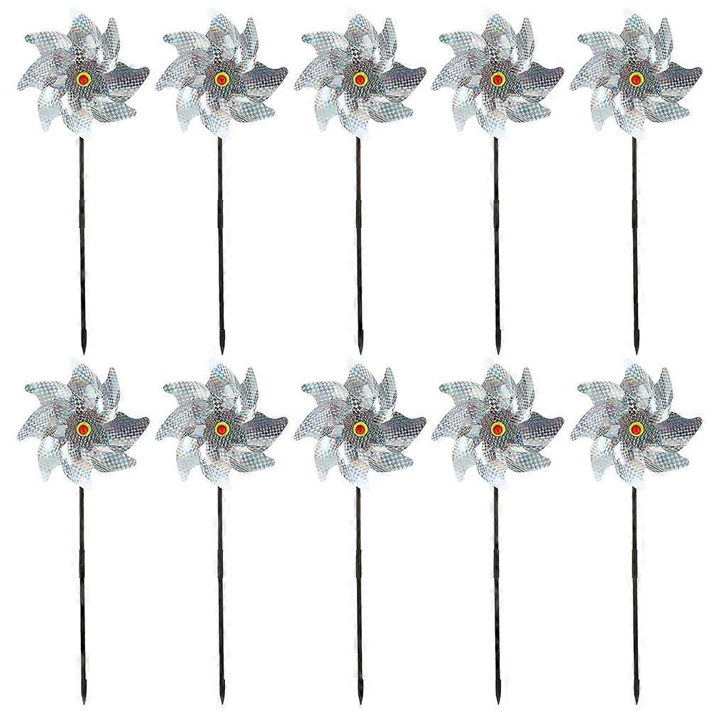 Patio Bird Pinwheels Windmill Outdoor Decoration Plastic 21x21x0.1Cm Reflective Design 10Pcs