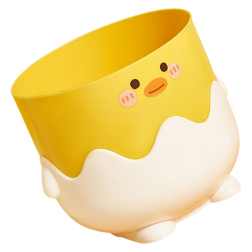 Creative Pen Holder Pencil Organizer Desk Organization Yellow Plastic Trash Can 13.5x13.5x11.5cm 1Pack