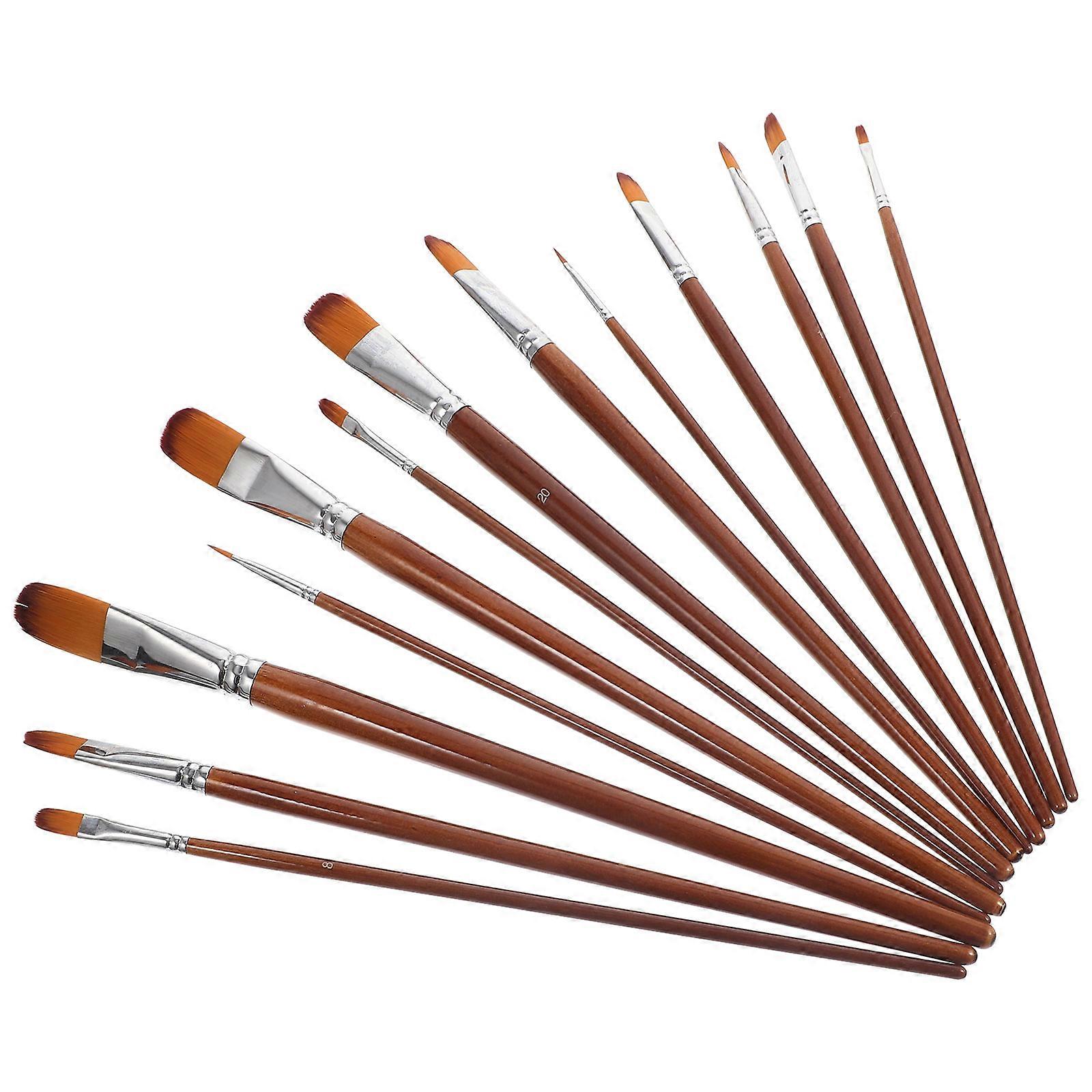 Artists Paint Brush Set Nylon Painting Brushes For Acrylic Painting Beginners Simple Design 13Pcs
