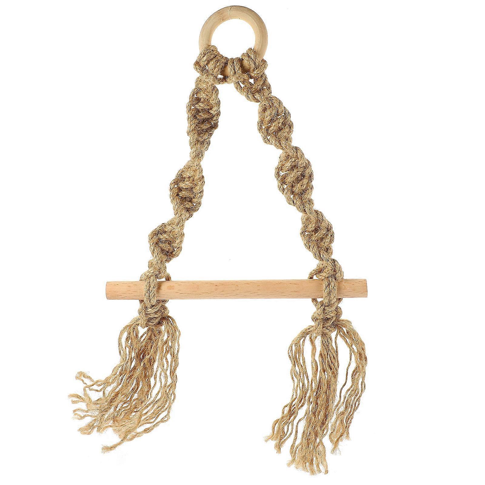 Bohemian Wall Mounted Paper Towel Holder with Hemp Rope Design – Easy Install Tissue Dispenser for Bathroom, Kitchen & Home Decor Use