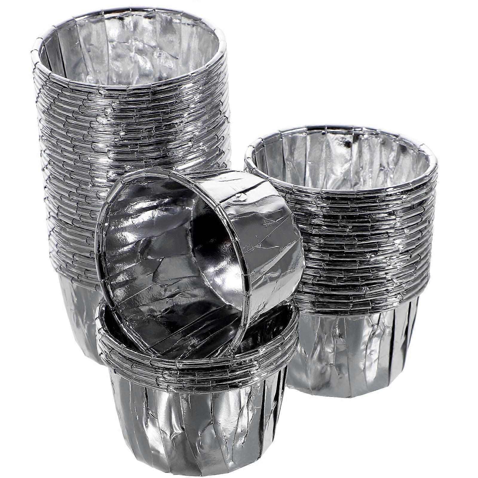 Paper Baking Cups Muffin Liners High-Temperature Resistant 50Pcs For Bakery Supplies Silver