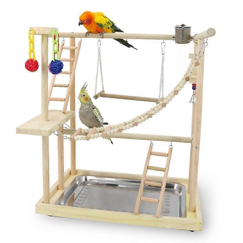 Solid wood parrot playground, habitat rack, bird toy frame