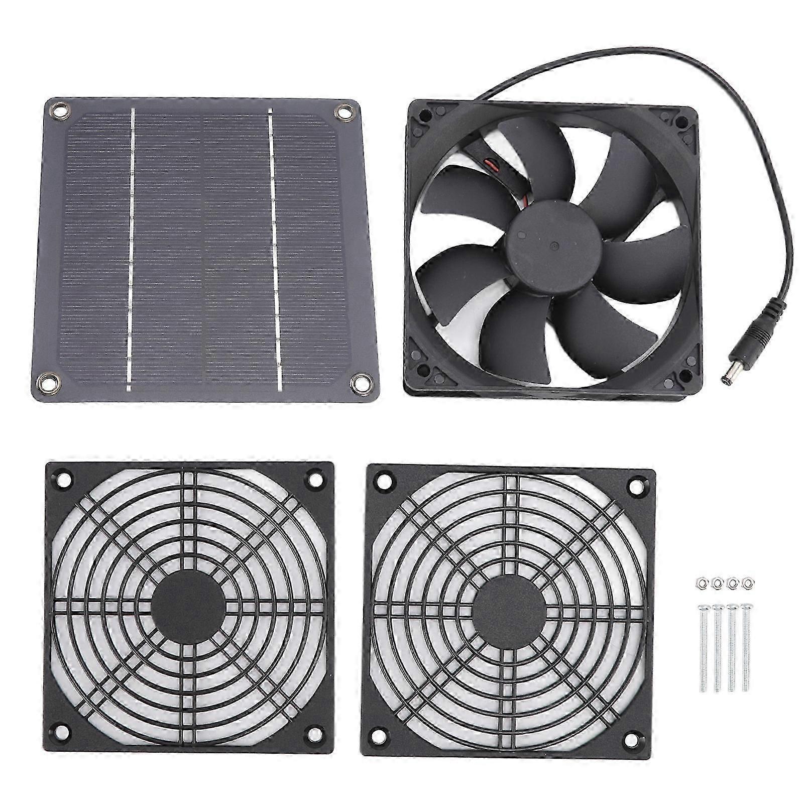 20243W Solar Powered Exhaust Fan Outdoor Portable Ventilator for Greenhouse Dog Chicken Pet House