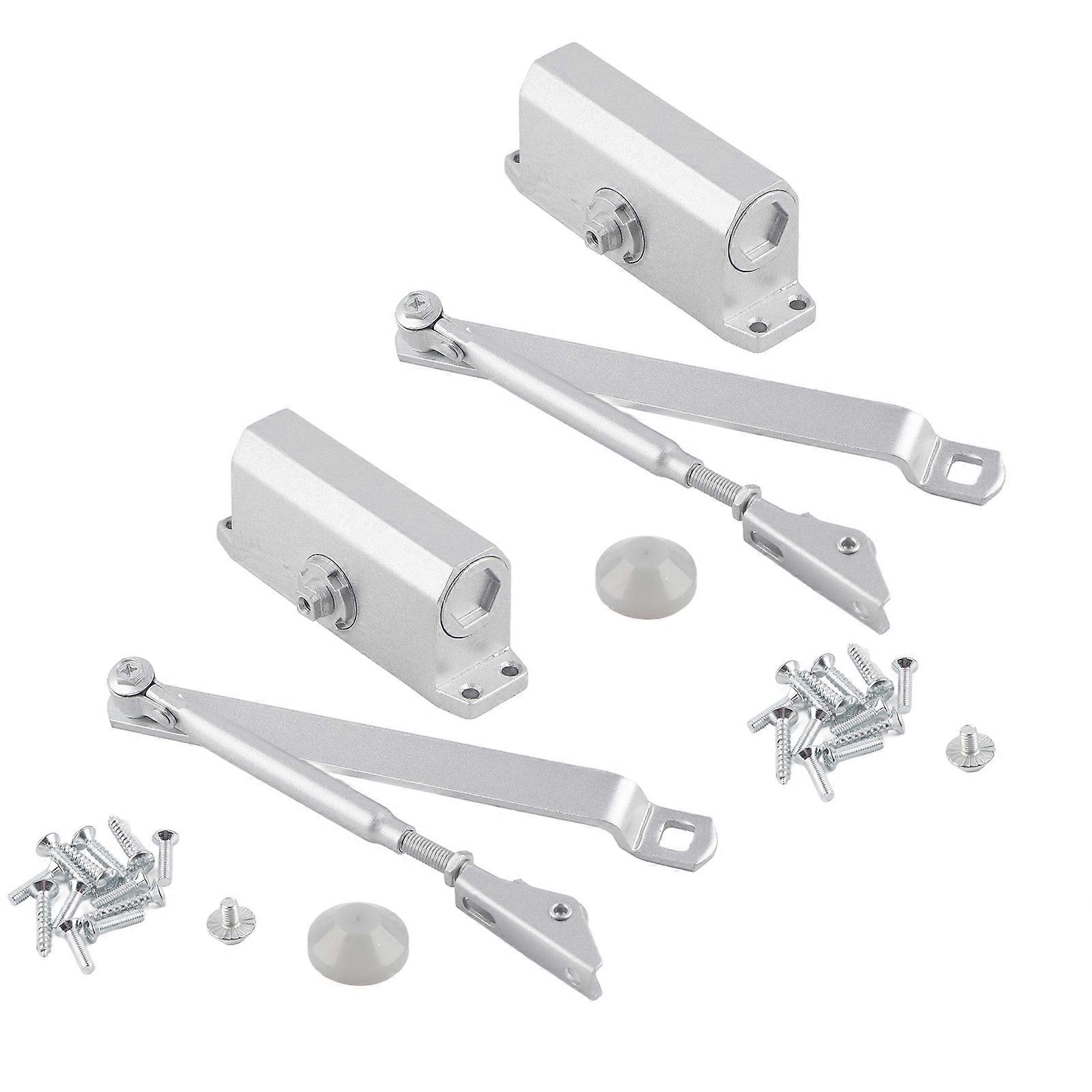 Adjustable automatic fire door closer in silver, suitable for doors weighing 25 to 35 kg