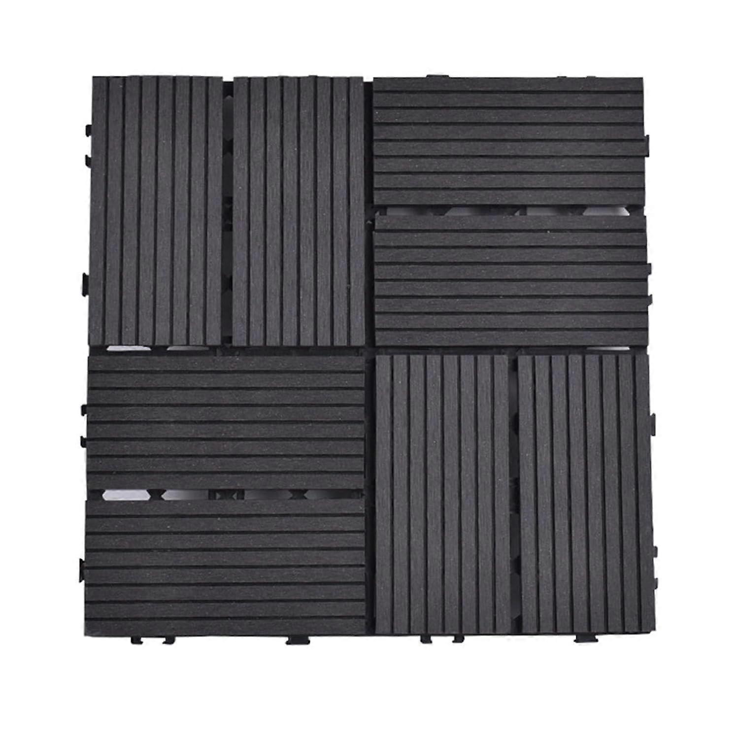 Highload capacity interlocking woodplastic floor tiles for outdoor use (Black)