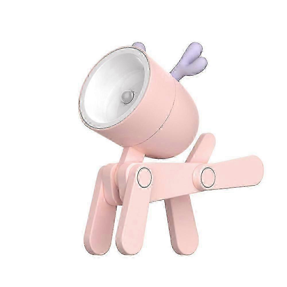 الكرتون الأيائل مصغرة ليلة ضوء LED جرو متنوعة الغلاف الجوي الجدول مصباح زخرفية زخرفية مصباح محمول 0.06 واط الغزلان الوردي [بطاريات 6 أزرار مجانية]