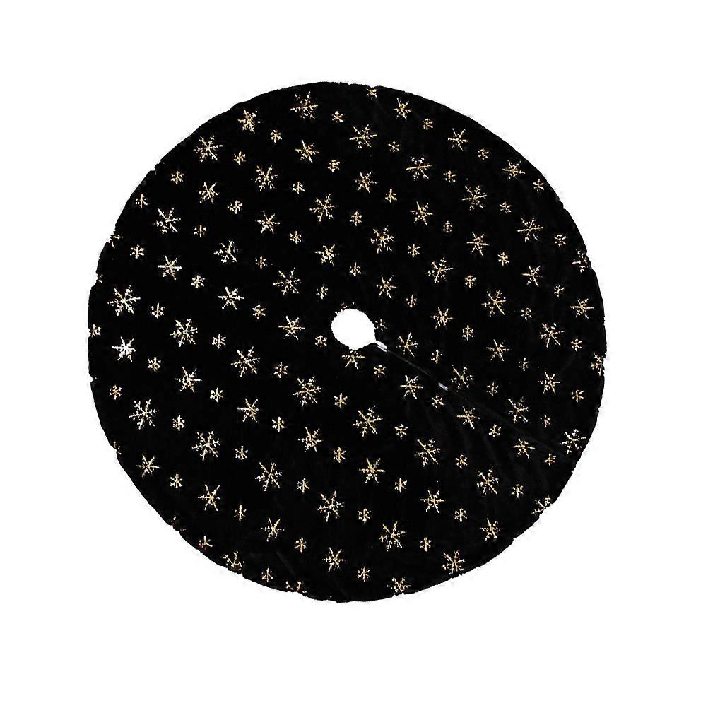 Foldable Tree Skirt Xmas Tree Skirts Tree Apron Christmas Party Decoration Black 122x122cm Simple and Elegant 1Set