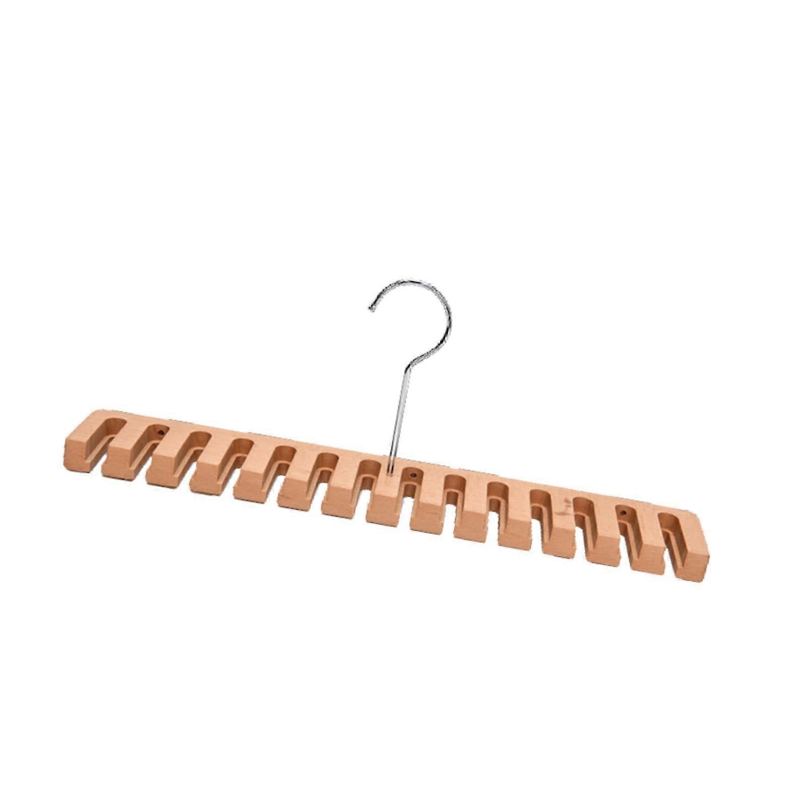 Belt Rack Wood with 14 Rotating Hooks, Multifunctional Design, Durable Wood, Red Color, Ideal for Organizing Belts