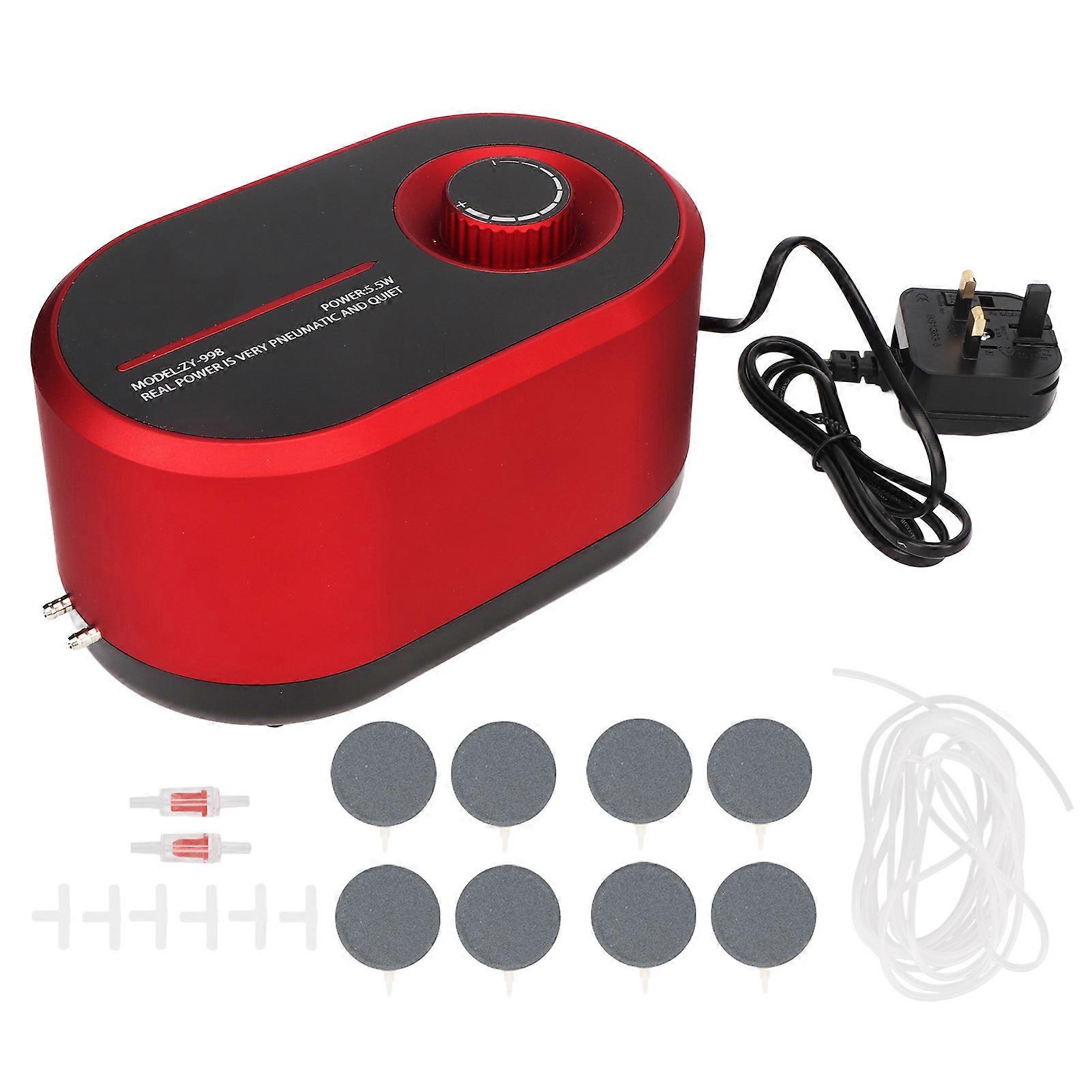 Aquarium Oxygen Pump Dual Outlet Large Air Volume Quiet Energy Efficient Fish Tank Adjustable Air Pump UK Plug 220V