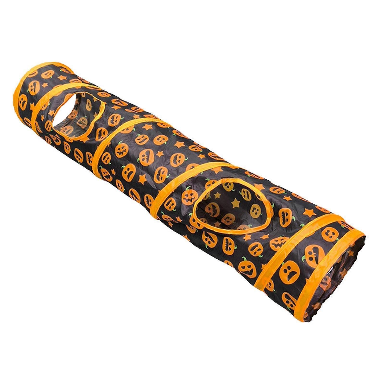 Cat Tunnel Toy - Foldable Pumpkin Pattern Cat Tubes for Kittens, Interactive Cat Maze Tunnel, Cat Enrichment Toy