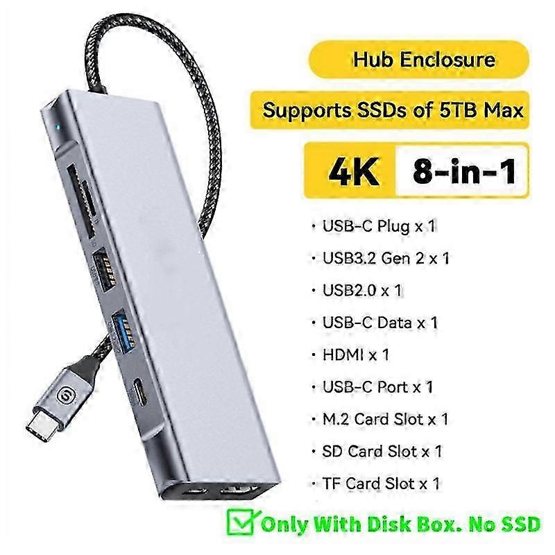 8-in-1 USB C Hub 3.0 with Disk Storage Function, USB Type-C to HDMI-Compatible Dock Station for Suitable Brand Laptop