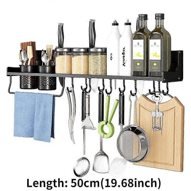 50cm Kitchen Storage Rack Wall-mounted Spice Rack Space Aluminum Multi-function Kitchen Rack Kitchen Storage Rack