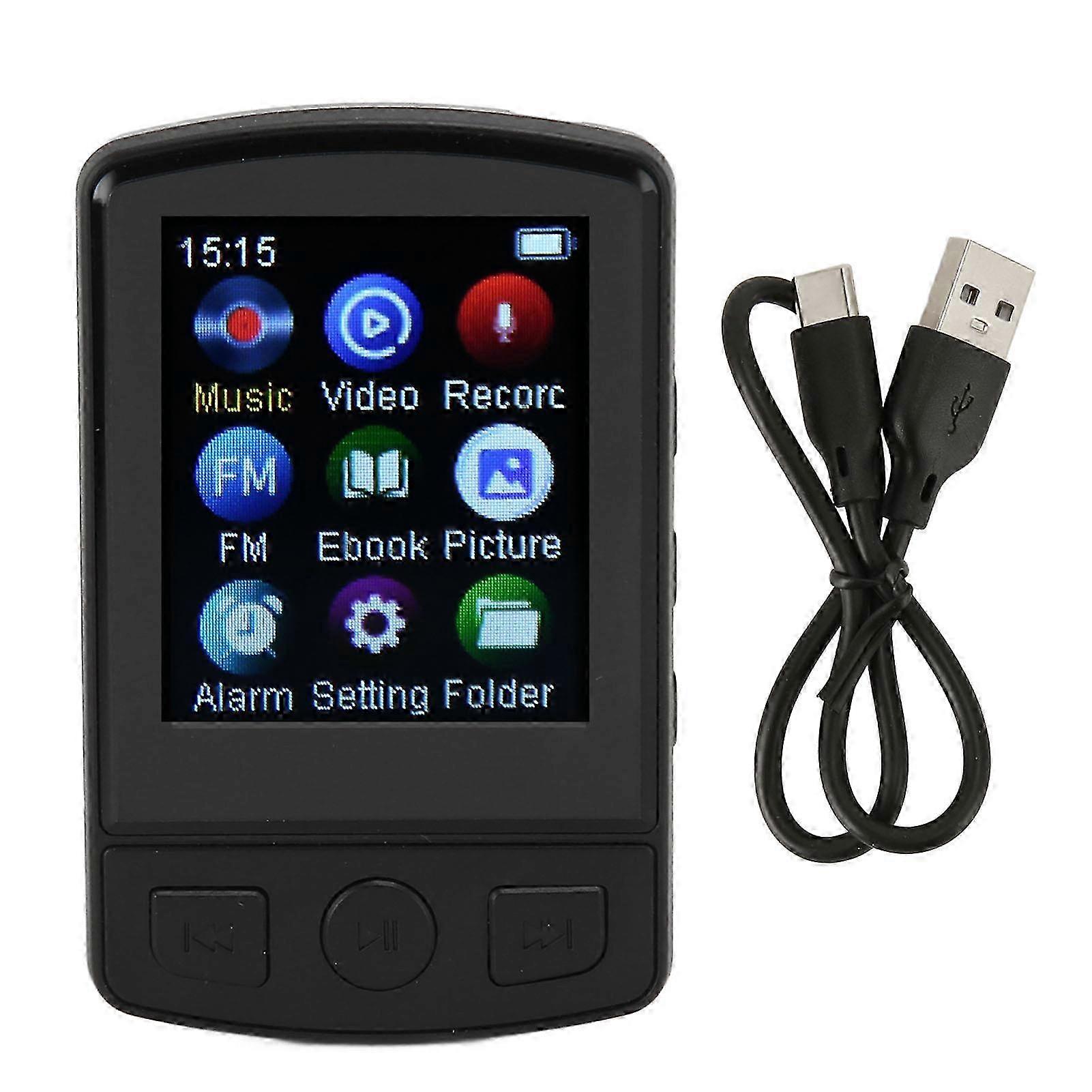 Portable Bluetooth 5.2 MP3 MP4 Player with 1.77 Inch Color Screen, FM Recording, and 16G Memory Card