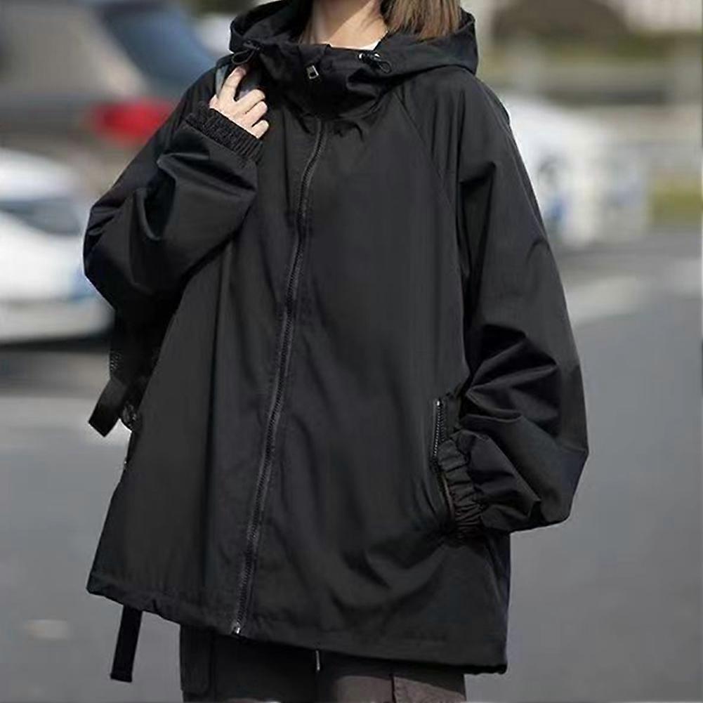 Thin Windproof Coats Simple Casual All-Match Hooded Jacket for Outdoors